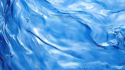 Close Up of Fresh Blue Water with Ripples and Bubbles