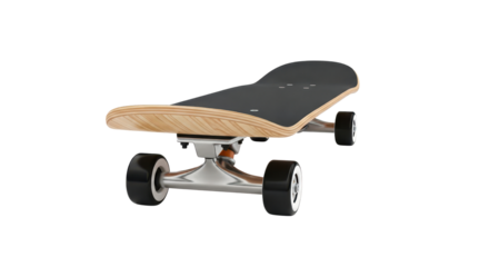 New modern skateboard with wood deck for youth recreation, urban sport, and lifestyle marketing isolated PNG with Transparent Background