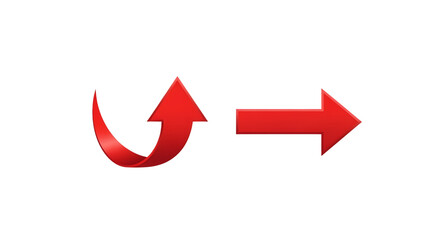 Illustration of two red arrows pointing in different directions isolated on transparent background