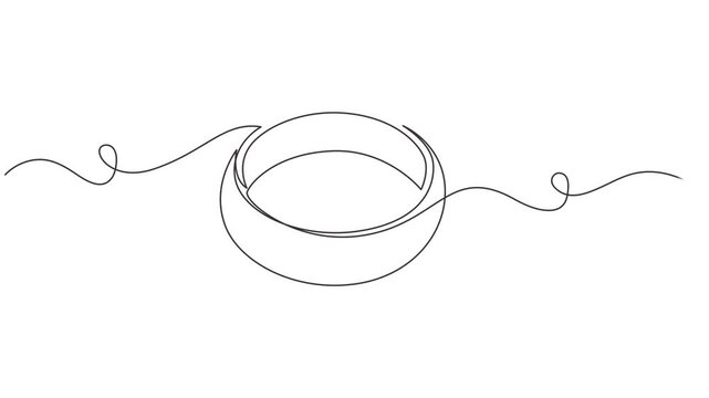 Animated self drawing of continuous line draw Wedding rings. Wedding day. Full length one line animation. 4K,  Engagement, marriage. Romantic template for invitations and cards in simple linear style.