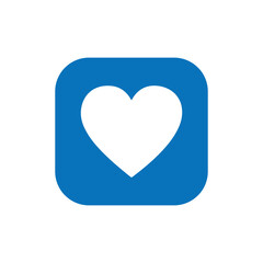 White heart symbol in Blue rounded square, Blue rounded square heart icon, EPS10 vector file
