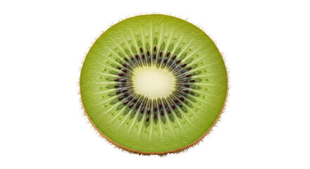 Vibrant green kiwi fruit slice showing seeds texture and healthy food concept isolated PNG with Transparent Background