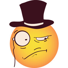 Yellow Orb Character With Monocle And Top Hat Expressing Skepticism And Disdain On A Transparent Background