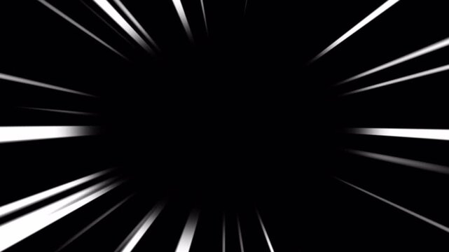 Anime zoom speed lines animation in alpha channel transparent background. Abstract zoom anime speed lines overlay animation. 4k animation video