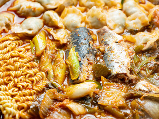 Mackerel kimchi stew in a pot