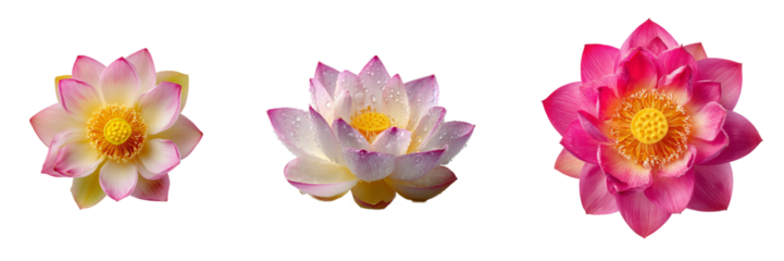 Set of Lotus Isolated on Transparent Background. PNG