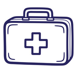 Obraz premium Simple illustrated first aid kit with a medical cross for healthcare and emergency use