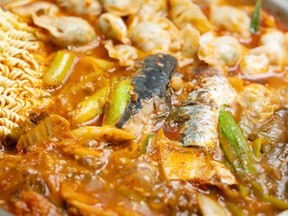 Mackerel kimchi stew in a pot