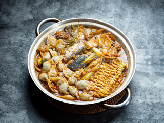 Mackerel kimchi stew in a pot