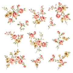 A collection of rose materials ideal for textile design,