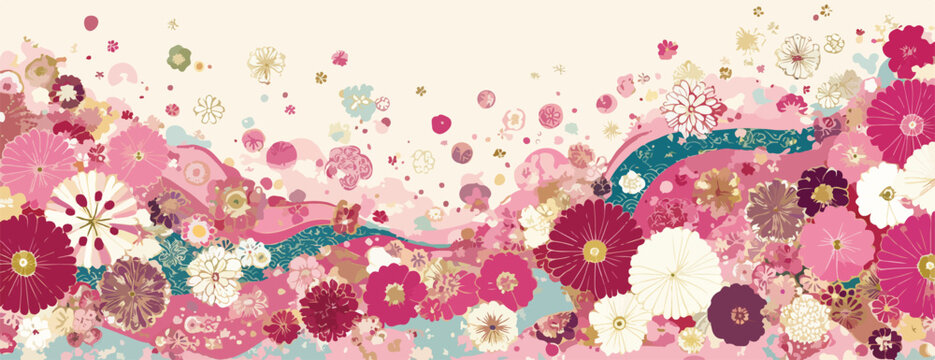 Vecteur de fleurs stylis&eacute;es aux couleurs vives sur fond clair, ornement floral abstrait
