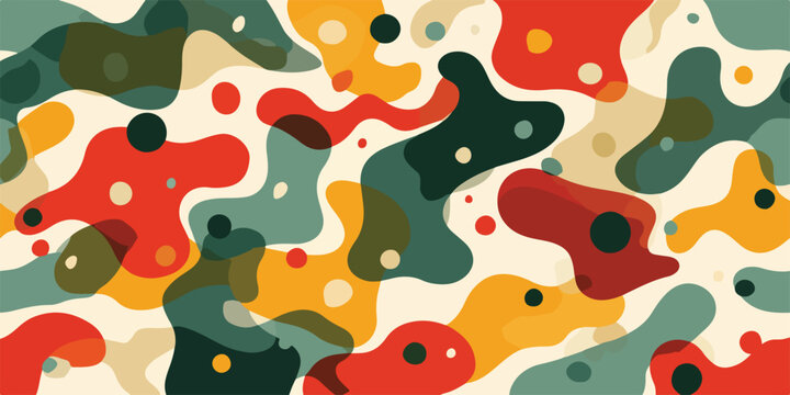 Motif abstrait organique avec des formes fluides et des couleurs vives, vecteur