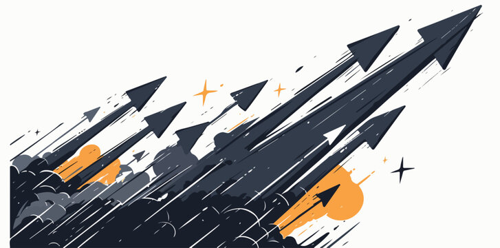 Fl&egrave;che vectorielle ascendante symbolisant la croissance, le succ&egrave;s et le progr&egrave;s, avec des tra&icirc;n&eacute;es dynamiques.