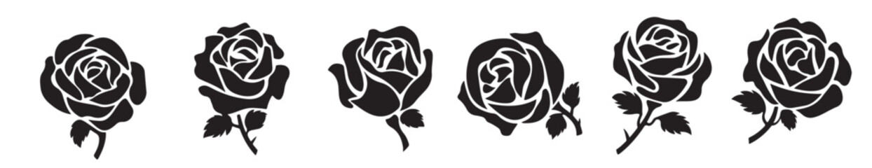 Elegant Black and White Rose Silhouettes for Design Inspiration