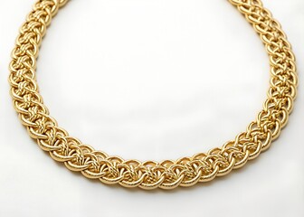 A delicate golden chain necklace showcasing exquisite craftsmanship, perfect for elegant and timeless style and refined adornment ,metal ,ornament ,sophisticated