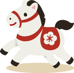 年賀状　年賀2026　干支　馬　午年　走る馬のイラスト　シンプルでモダンな和風イラスト素材