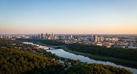 Naklejka premium a view of the city of edmonton from the top of a hill