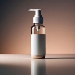 Elegant clear bottle with pump dispenser and blank label for your branding needs now