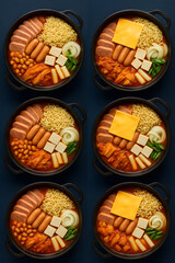 Fototapeta premium six budaejjigae on Blue Background 