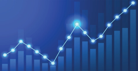 growth chart with line and glowing particle effect concept