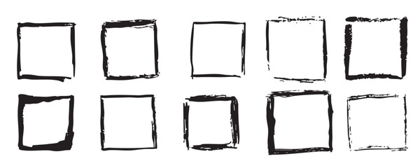 grunge ink rectangle square paint border with rough edges .