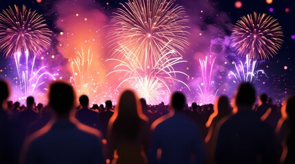 Festive Fireworks Crowd