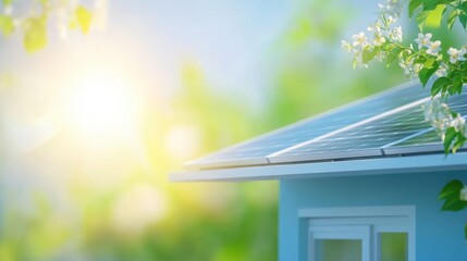 Solar panels bask in the golden glow of sunset, highlighting the significance of renewable energy in a sustainable future while surrounded by vibrant greenery.