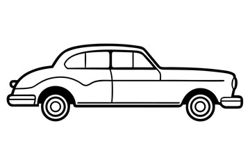 retro car outline vector, vintage car line art icon