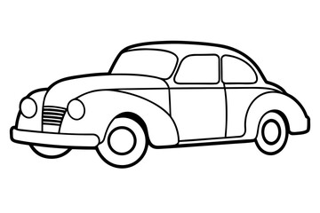 Obraz premium retro car outline vector, vintage car line art icon