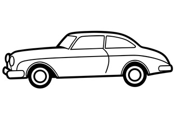 retro car outline vector, vintage car line art icon