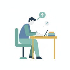 Focused Person Working at Desk, Remote Productivity and Telecommuting Lifestyle