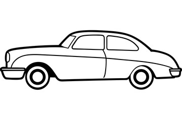Obraz premium retro car outline vector, vintage car line art icon