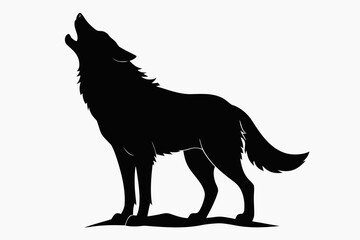 wolf howling black silhouette vector, wolf black symbol, wolf isolated