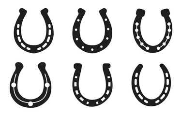 Horseshoe icon set. Luck symbol. Vector illustration