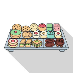 Assortment of Middle Eastern and Mediterranean Sweets on a Tray.