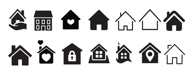 house vector icon set home illustration sign collection
