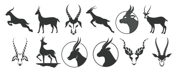 Icon set antelope vector illustration