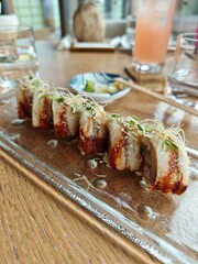 unagi, kani, uromaki with crab and eel
