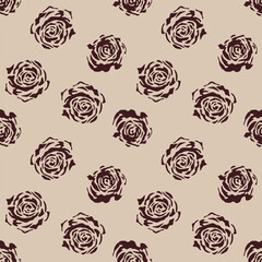 Japanese Rose Motif Vector Seamless Pattern
