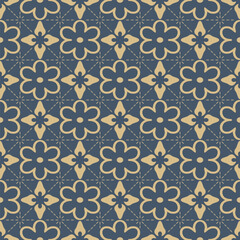 Japanese Star Flower Vector Seamless Pattern