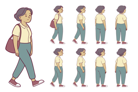 Handyman, repair worker, and plumber in uniform vector illustration. Character constructor for animation. Front, side, and back view set. Body parts, postures, poses collection.