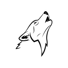 Howling wolf vector illustration silhouette design for logo tattoo or graphic design element isolated