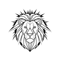 Geometric lion head vector illustration black and white line art animal design graphic drawing tattoo idea