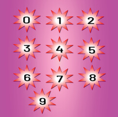Colorful numbers with shadow zero to nine vector
