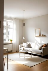 Modern Scandinavian Living Room Interior with Natural Light