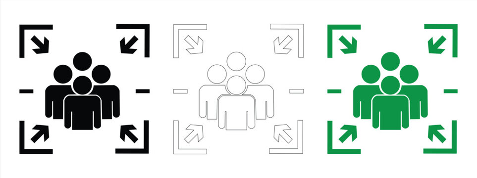 icon of a meeting point in black, white end green