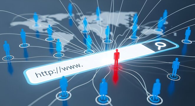 Global network connection with people around the world using the internet