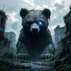 cyber brown bear in the sun