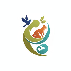 Wildlife Animals in Nature Ecosystem, Fox and Bird Conservation Concept