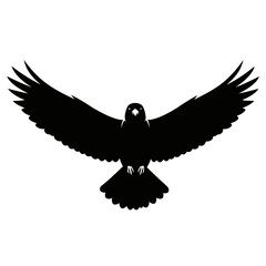 Black raven flying silhouette vector graphic illustration for logo design and tattoo art concept design © lineart